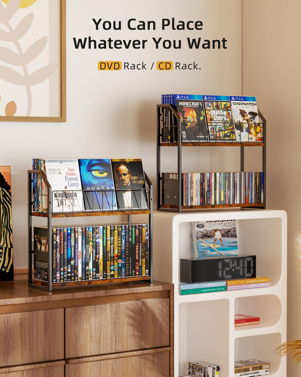 Brown 2-Tier DVD Storage Rack Q80590