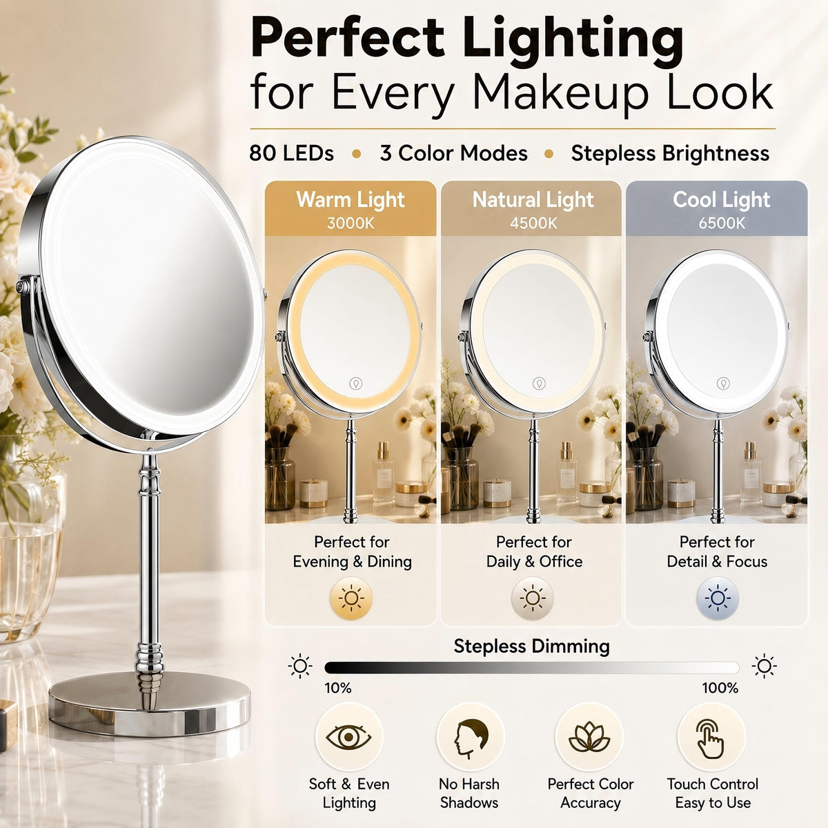 Makeup Mirror with 3 Lights L992