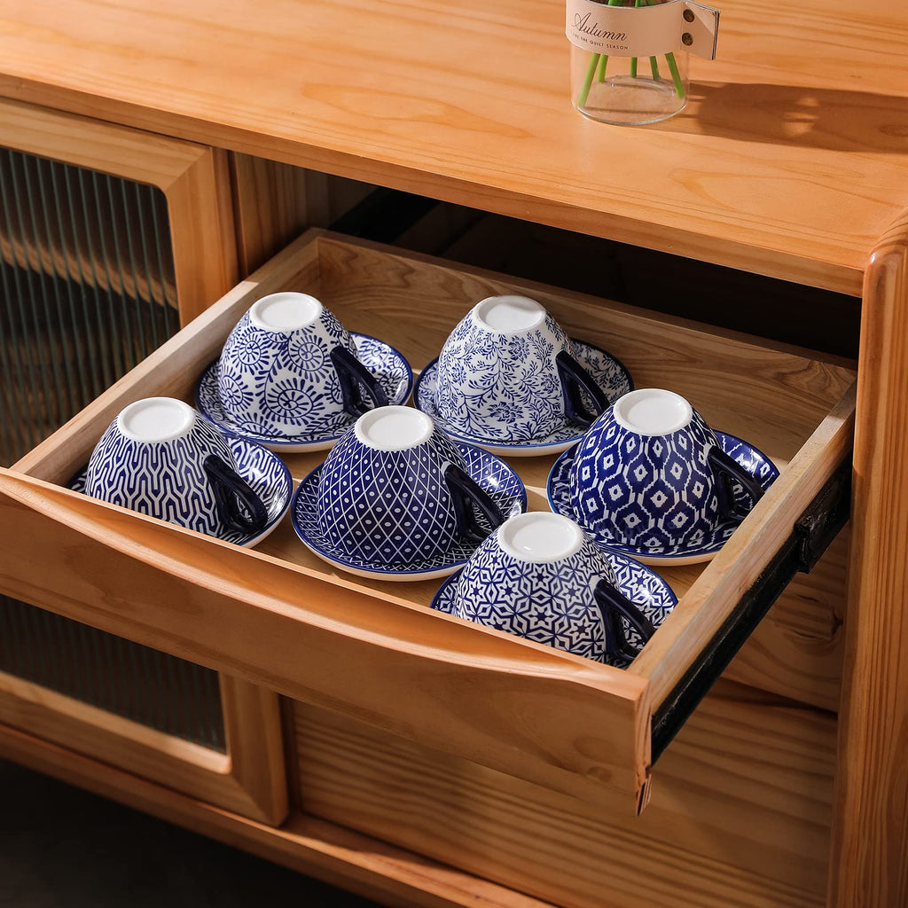 Ceramic Dinnerware Sets 12 Piece + 8 OZ Cappuccino Cup Set with Saucers S788436