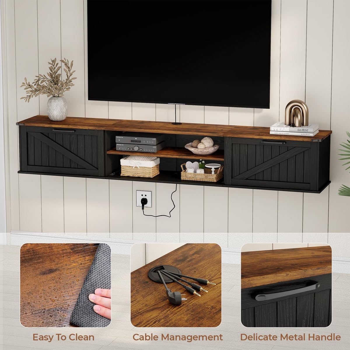 70" Black Floating TV Stand T992224