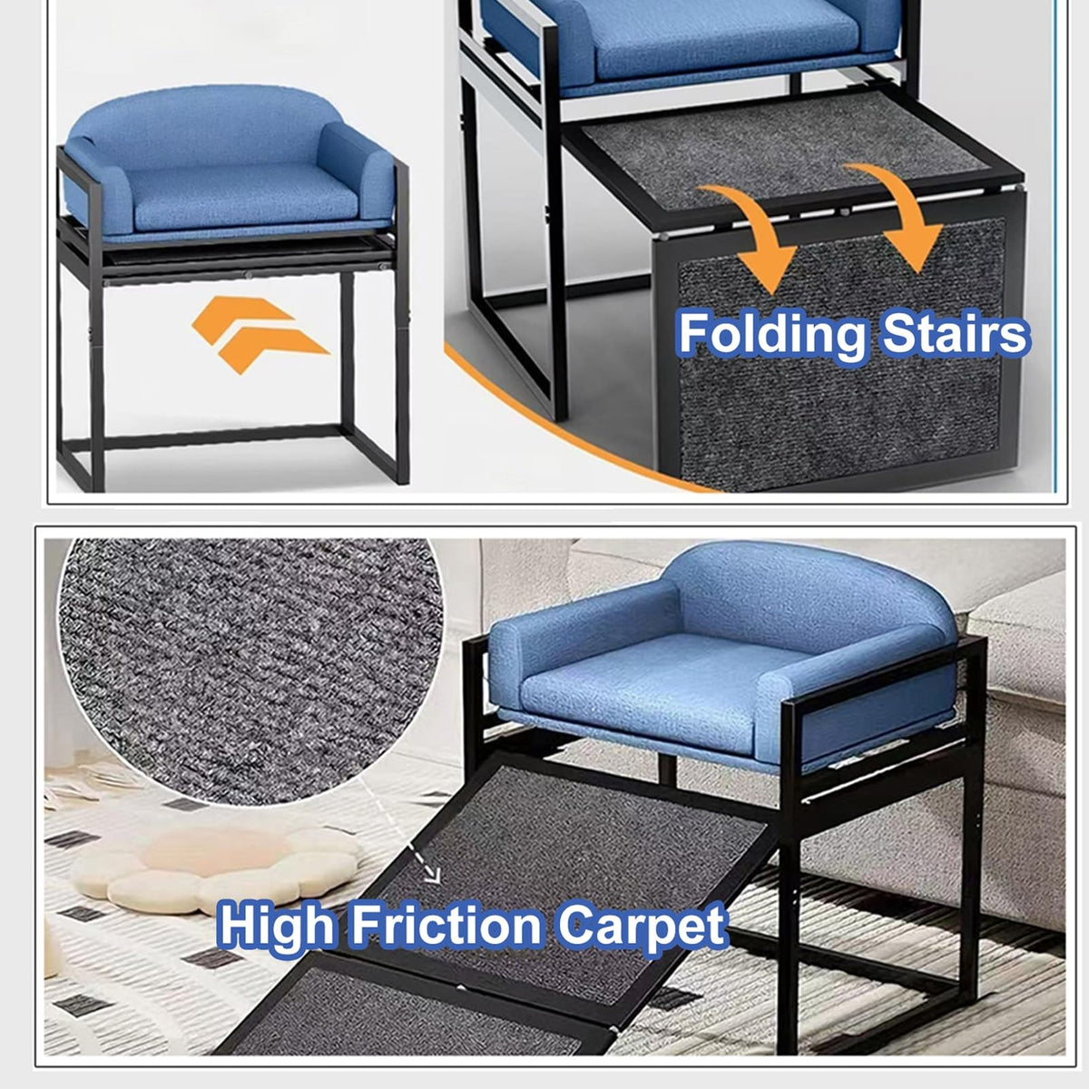 Extra Wide Non Slip Dog Stairs with Wheels C7262