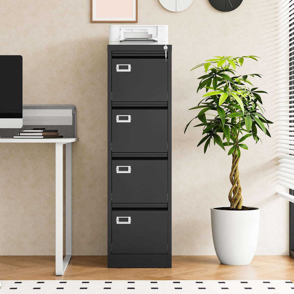 4 Drawer Metal File Cabinet with Lock I581