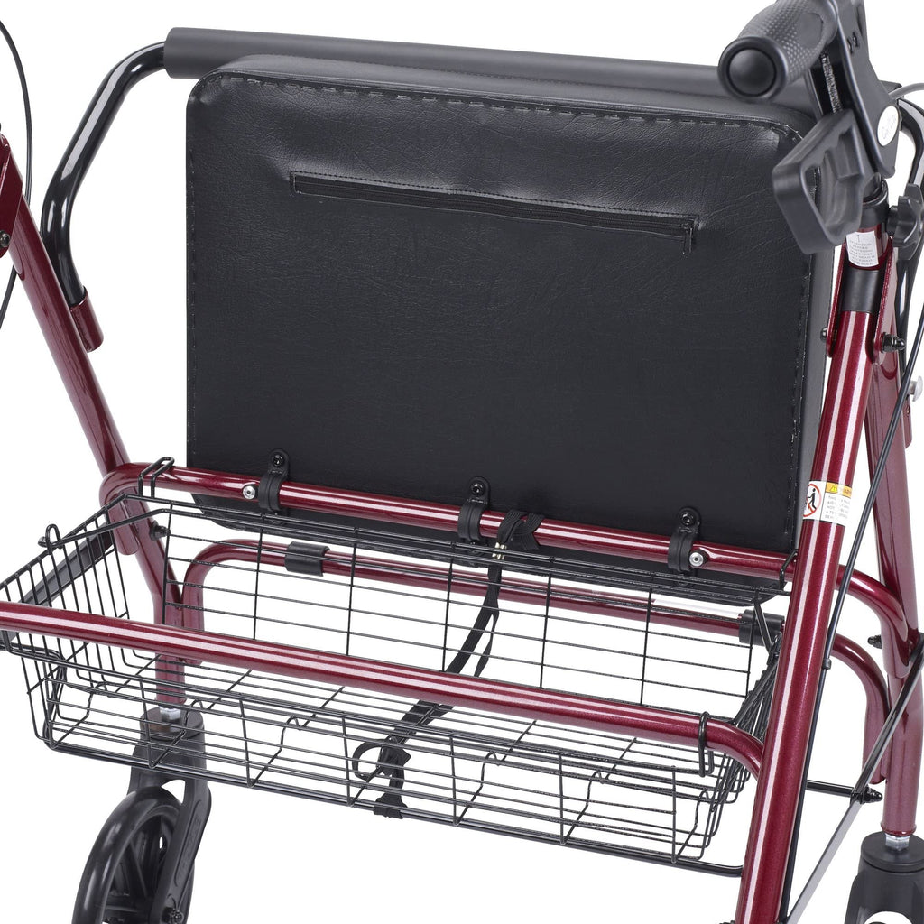 Foldable Bariatric Rollator Walker with Seat, Red Q573