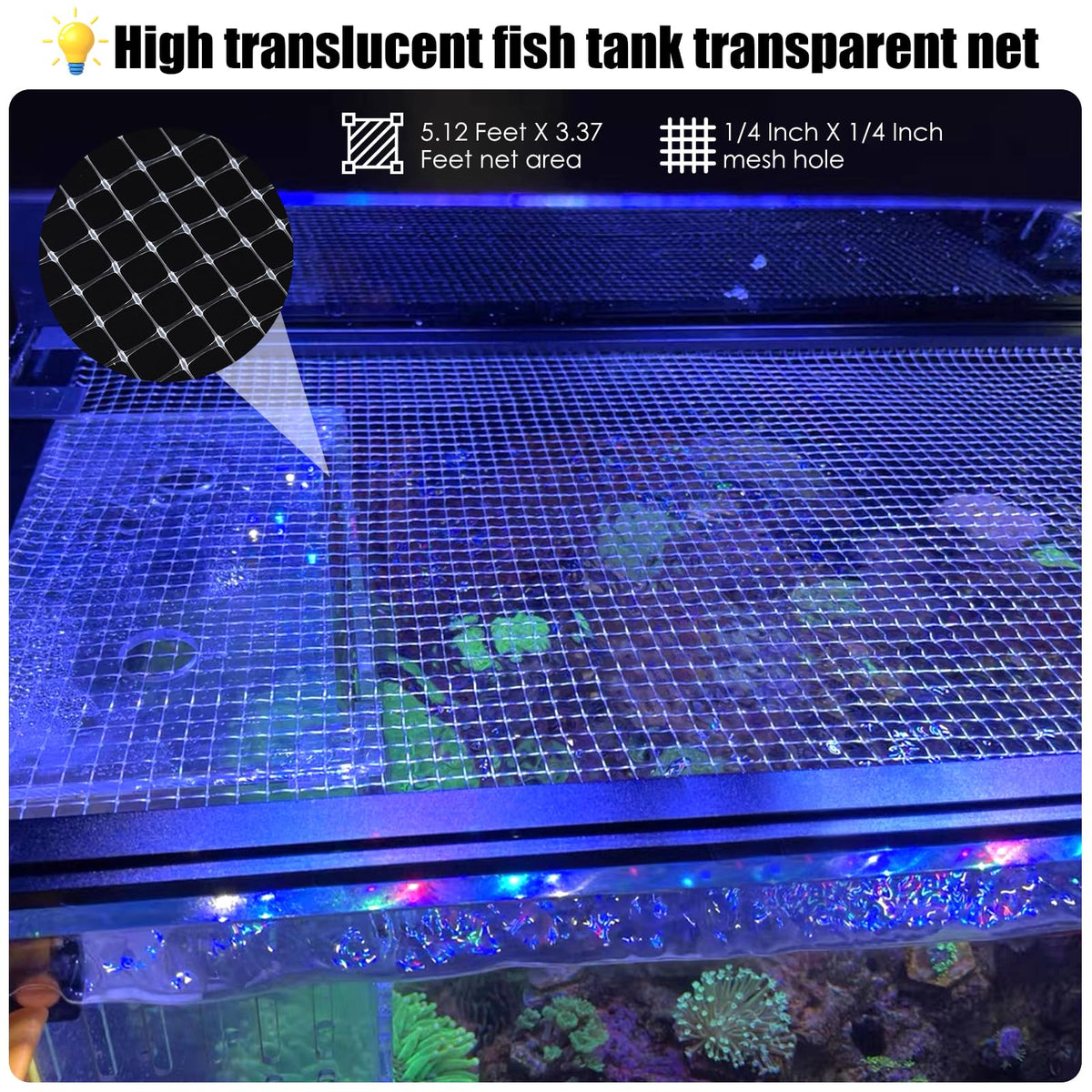Transparent Mesh Aquarium Lid Cover 5.12 Feet X 3.37 Feet W672