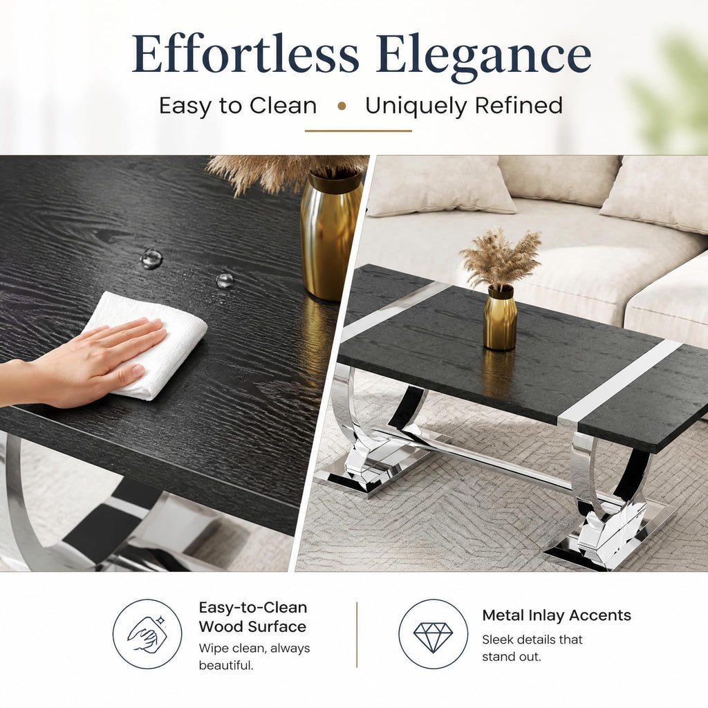 50" Black and Silver Coffee Table E1817