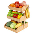 3 Tier Bamboo Fruit Basket with 2 Banana Hangers Q516670