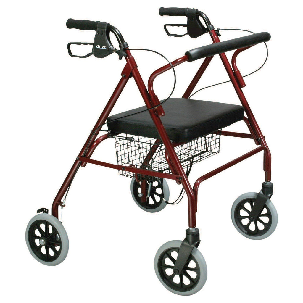 Foldable Bariatric Rollator Walker with Seat, Red Q573