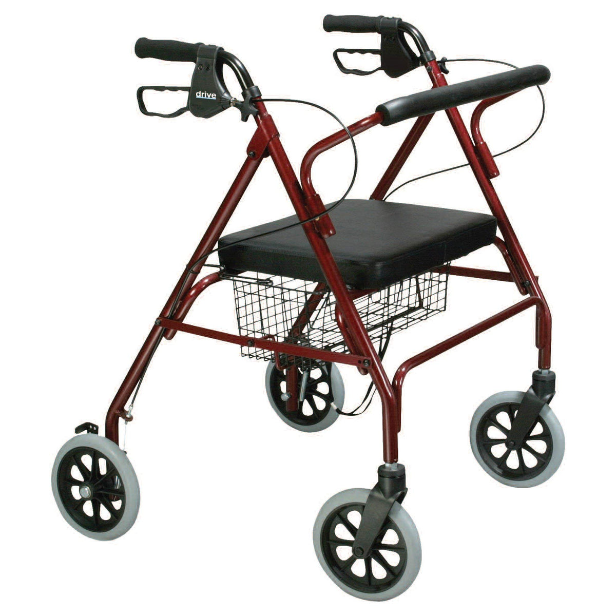 Foldable Bariatric Rollator Walker with Seat, Red Q573