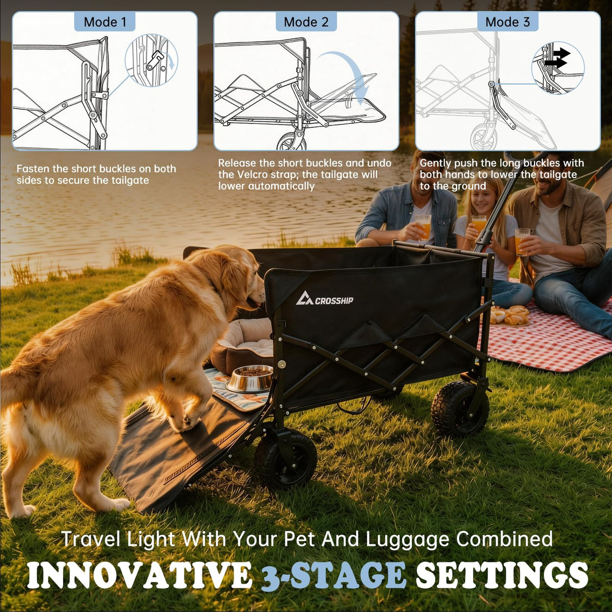 Folding Pet Wagon with Pet Pad P3293