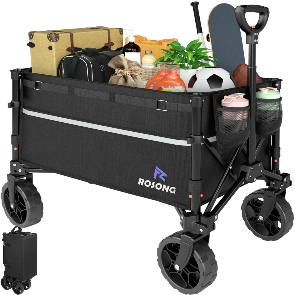 Collapsible Heavy Duty Wagon Cart with Wheels 120L Black F64110