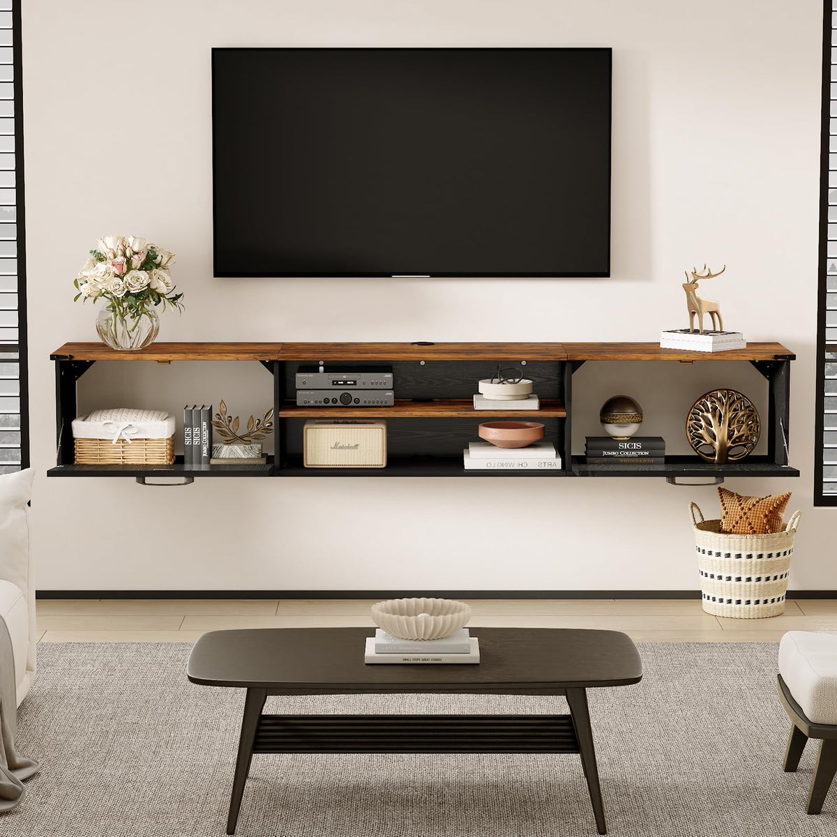 70" Black Floating TV Stand T992224