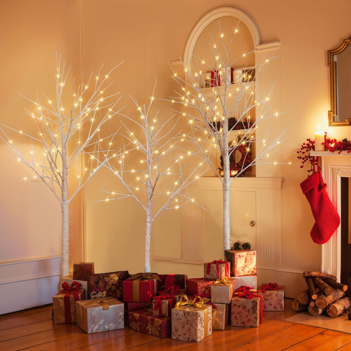 White Birch Tree Set with 246 LED Lights W454325