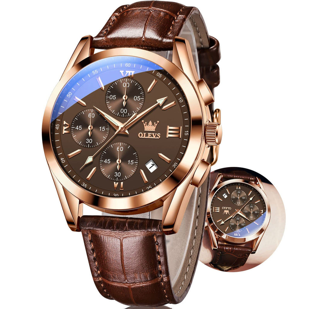 Mens Leather Quartz Brown Wrist Watch C52027