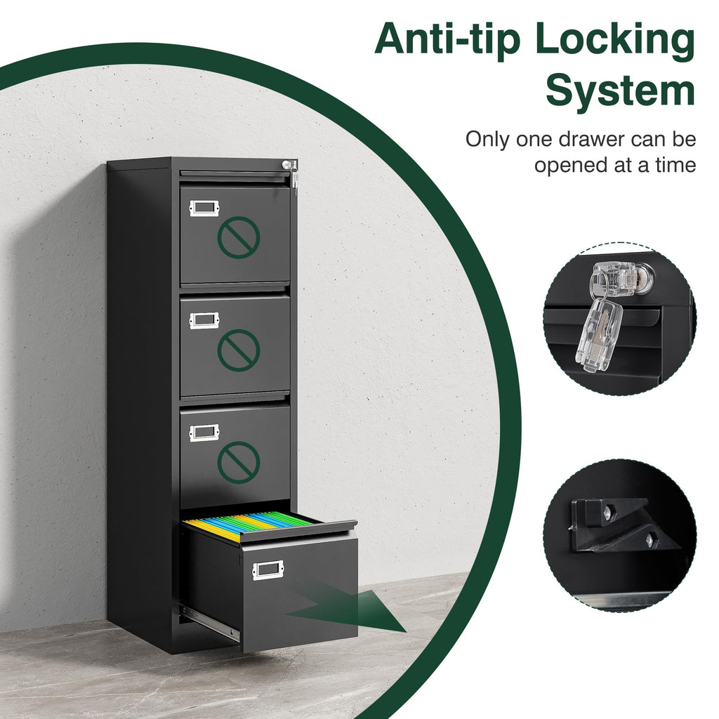 4 Drawer Metal File Cabinet with Lock I581