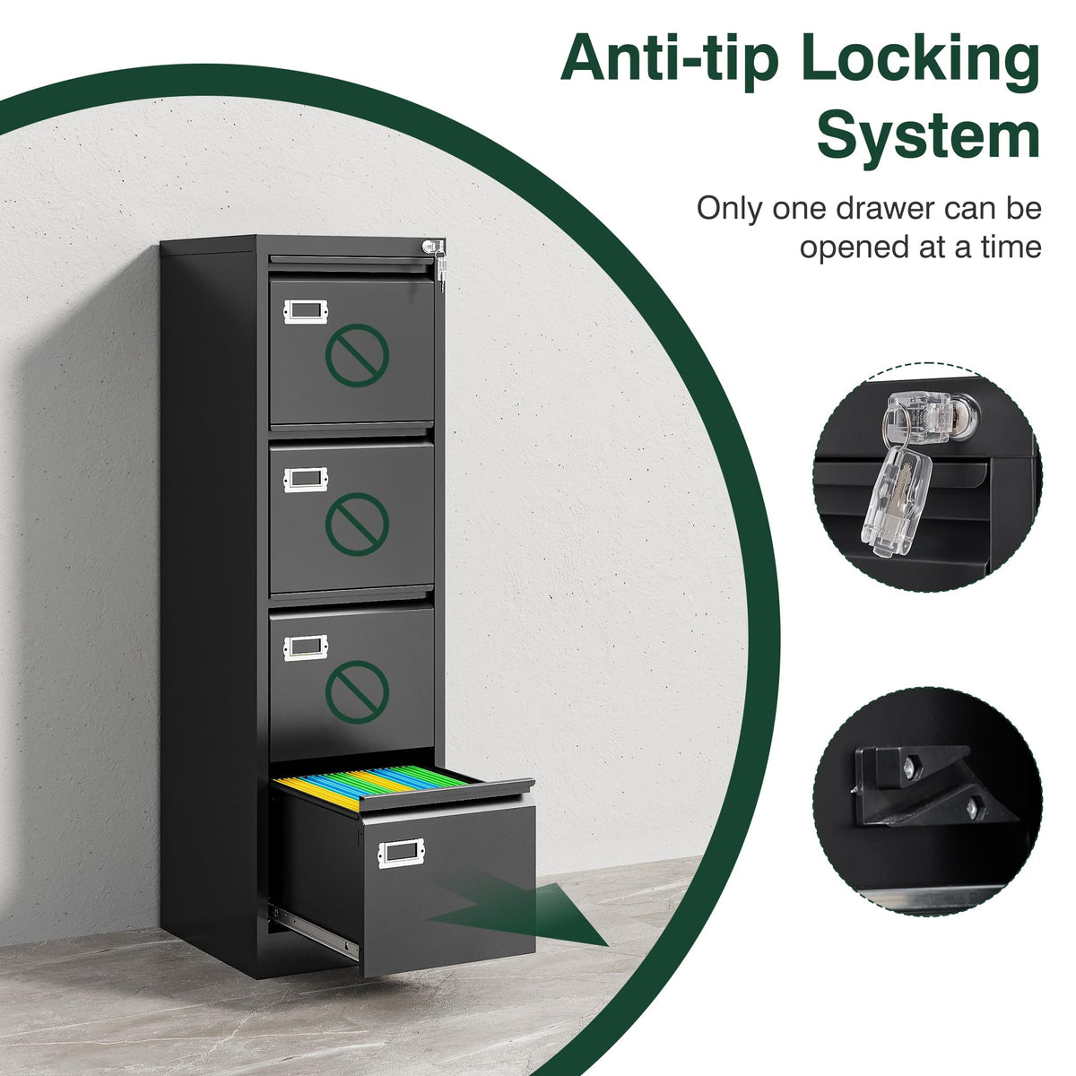 4 Drawer Metal File Cabinet with Lock I581