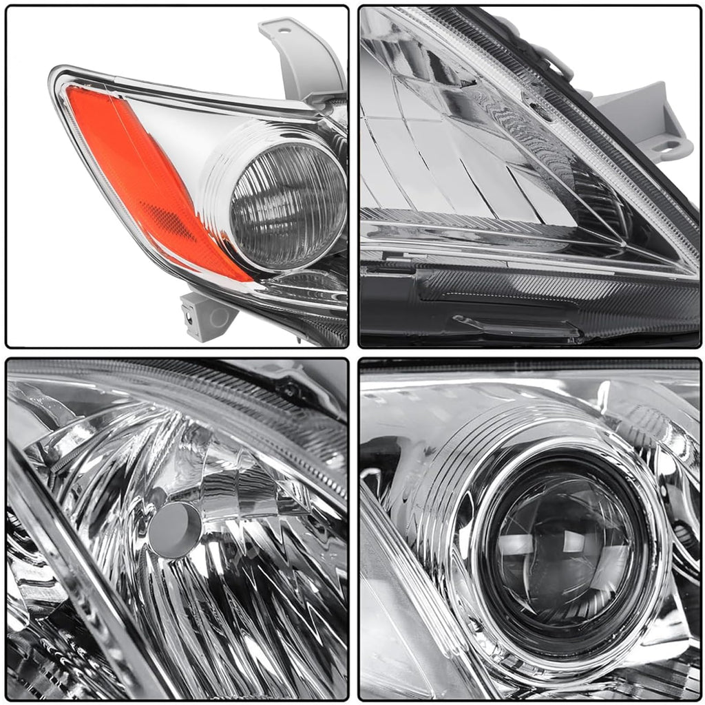 Headlights Assembly Pair Chrome Housing Amber Reflector L209915