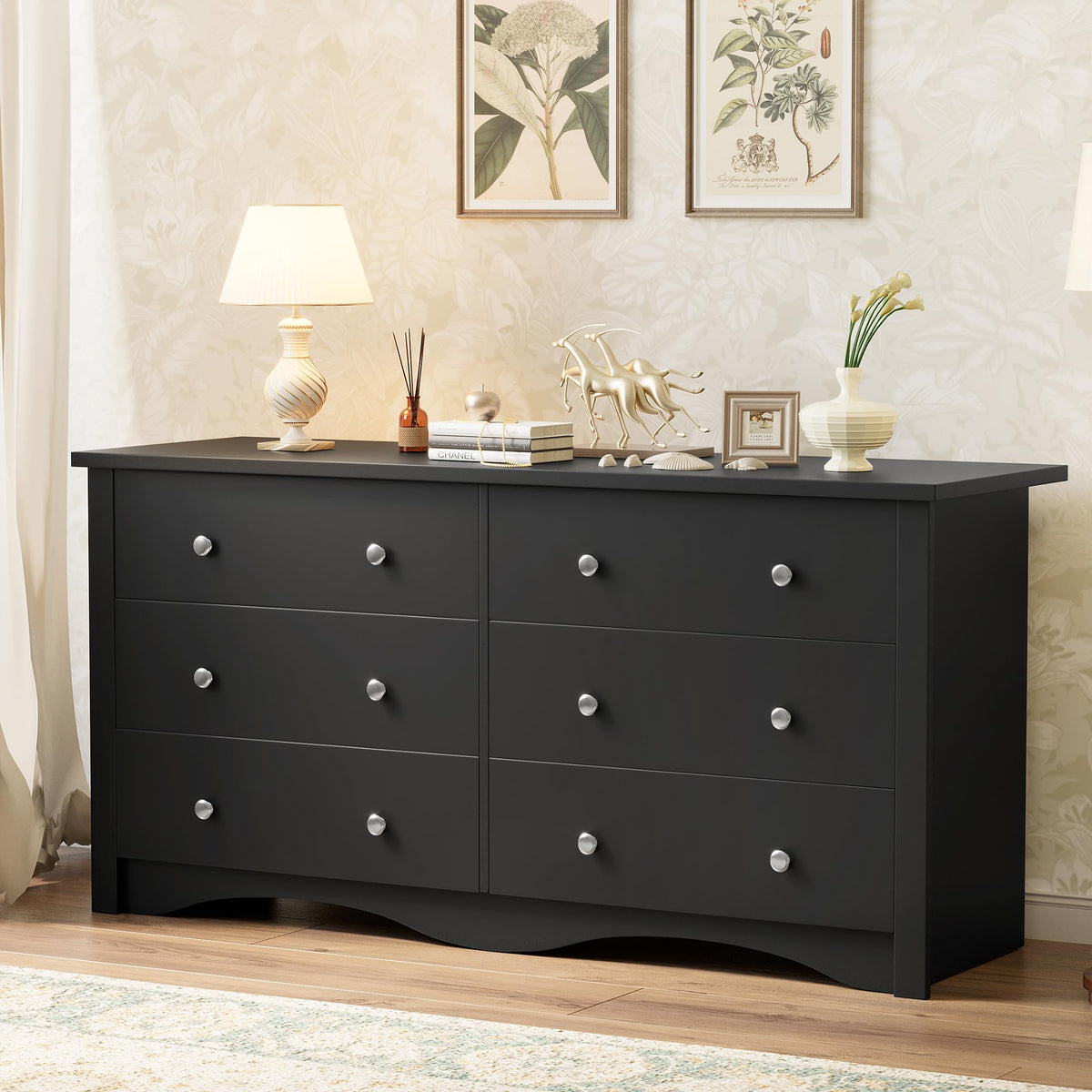 Black 6 Drawer Dresser F22018