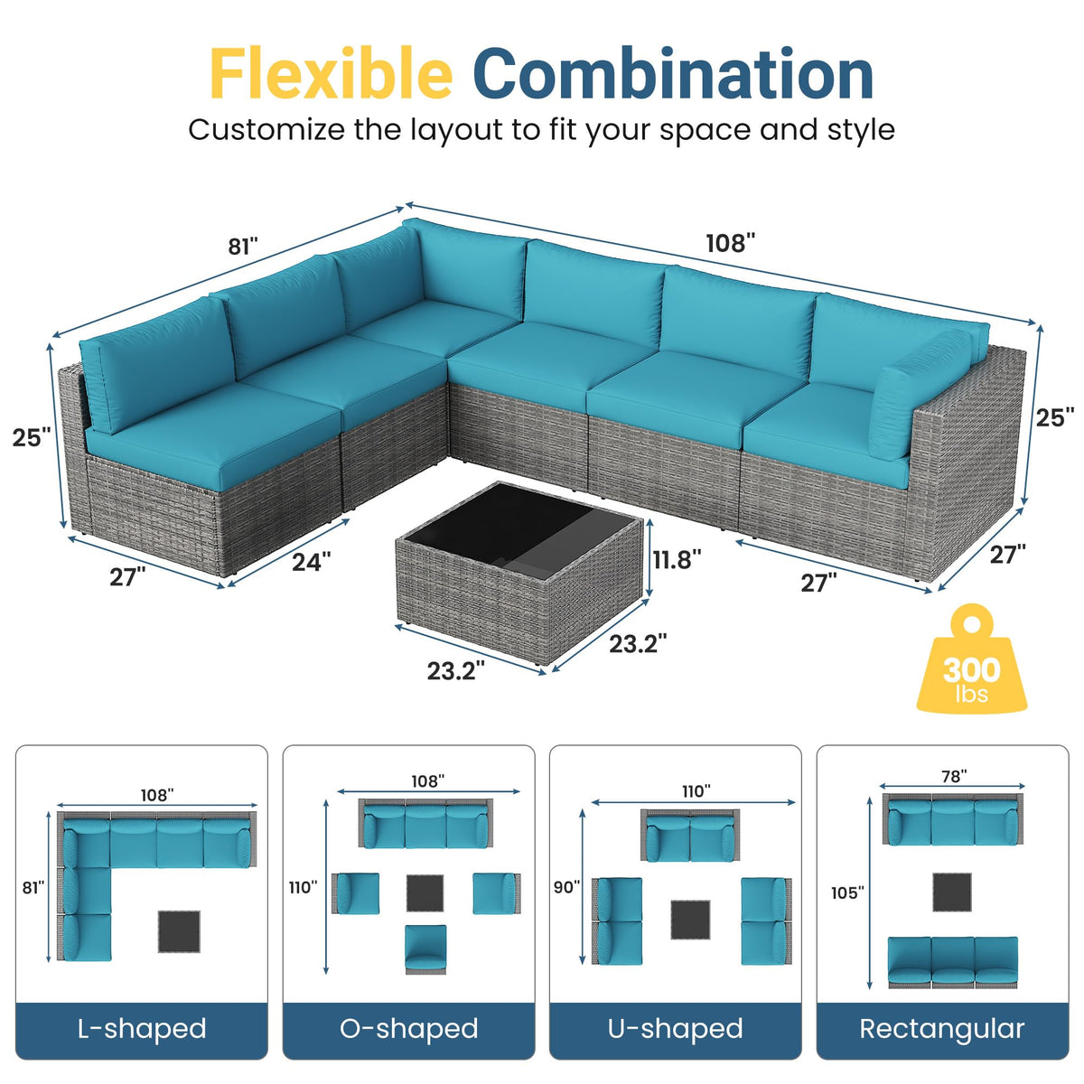 All-Weather Patio Sectional Furniture Set V123