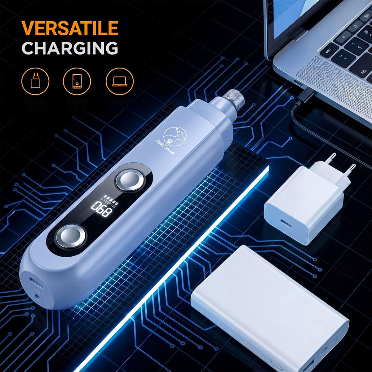5-Speed Ultra Quiet Dog Nail Grinder with LED Light U3239