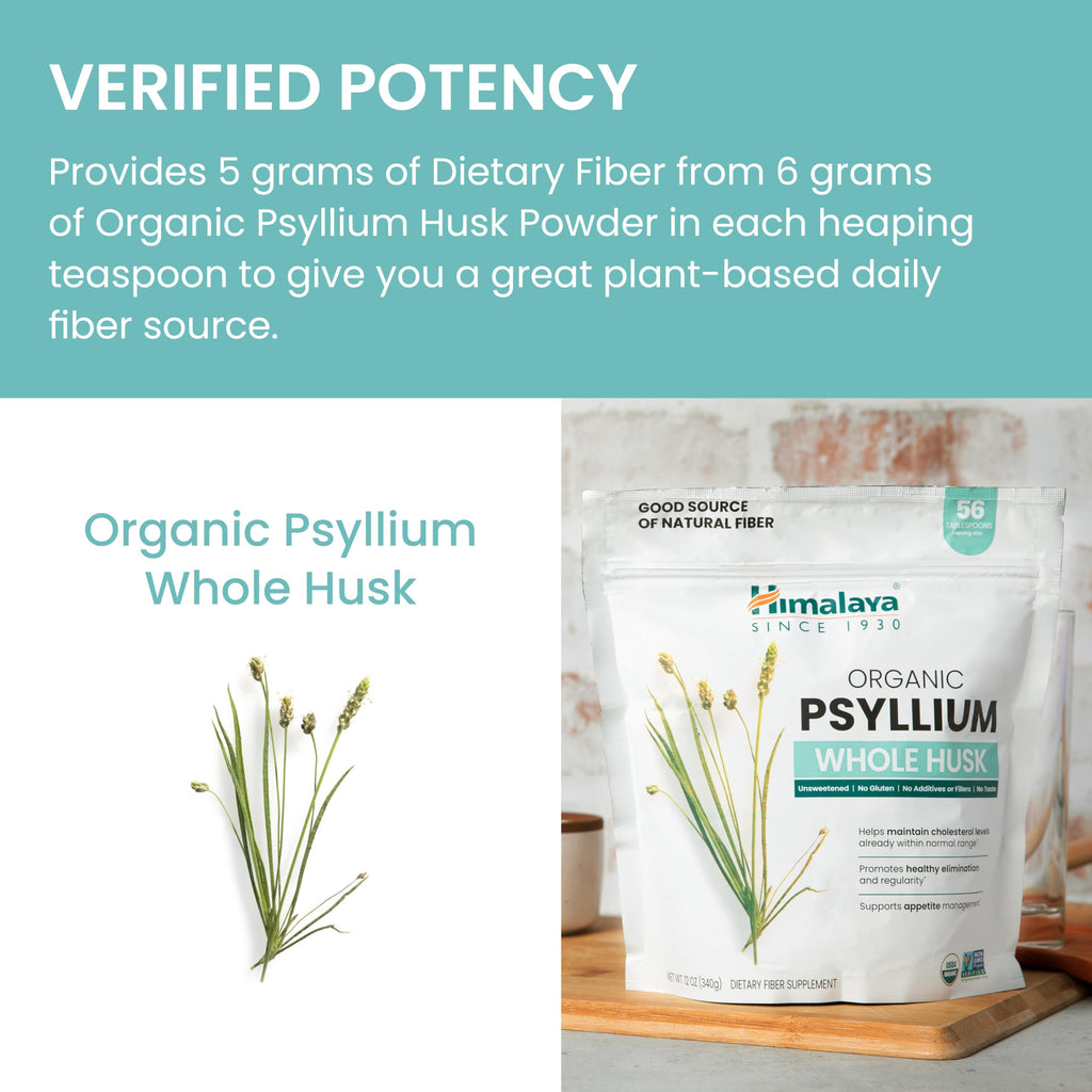 Organic Psyllium Whole Husk Fiber Supplement, Unflavored, 12 oz M312