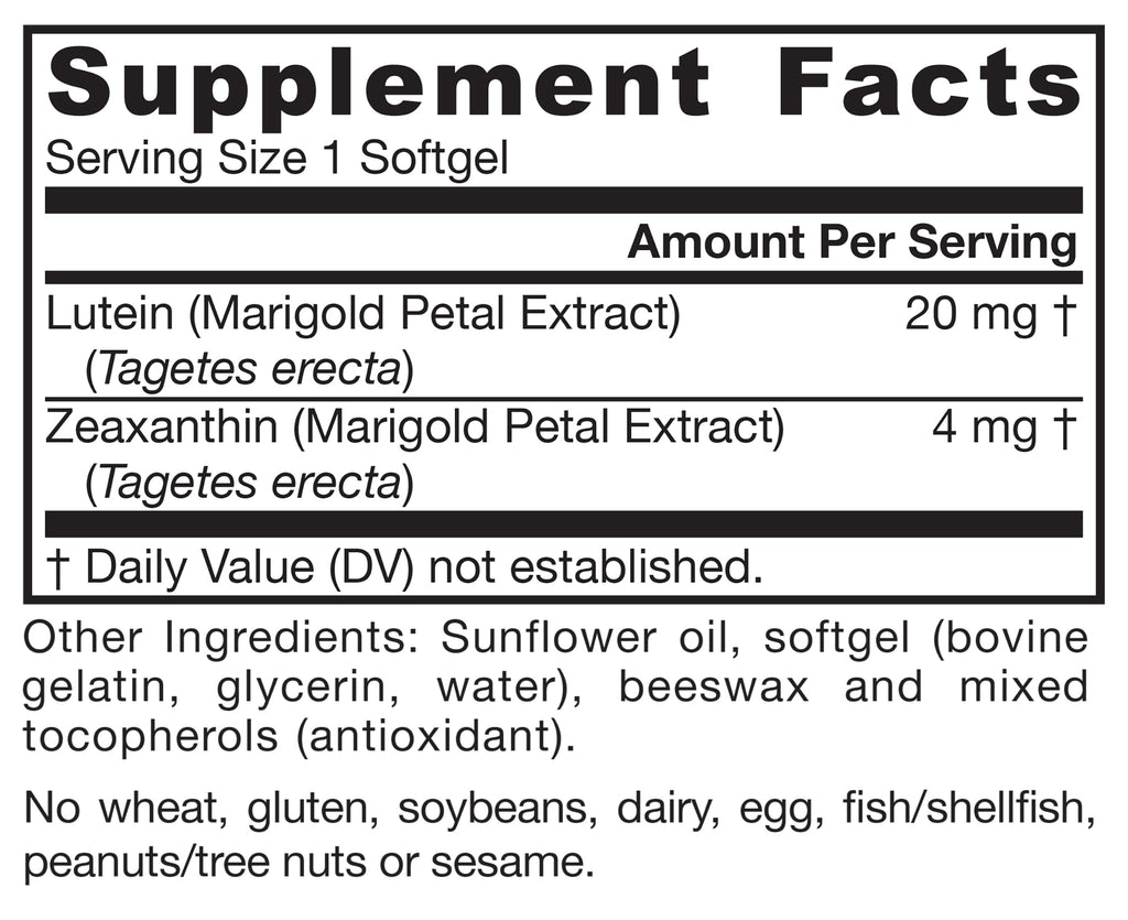Lutein 20 mg with Zeaxanthin 120 Softgels C319538