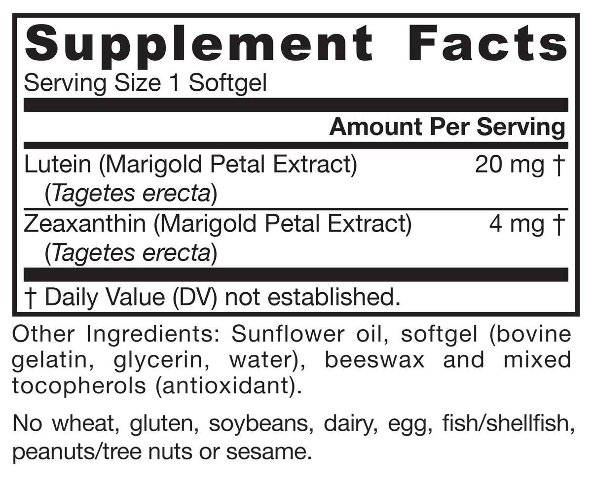 Lutein 20 mg with Zeaxanthin 120 Softgels C319538