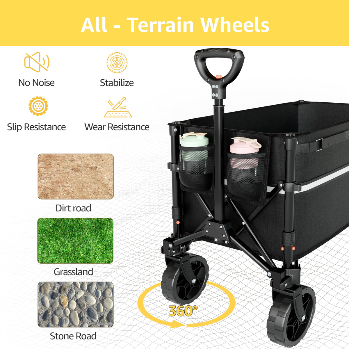 Collapsible Heavy Duty Wagon Cart with Wheels 120L Black F64110