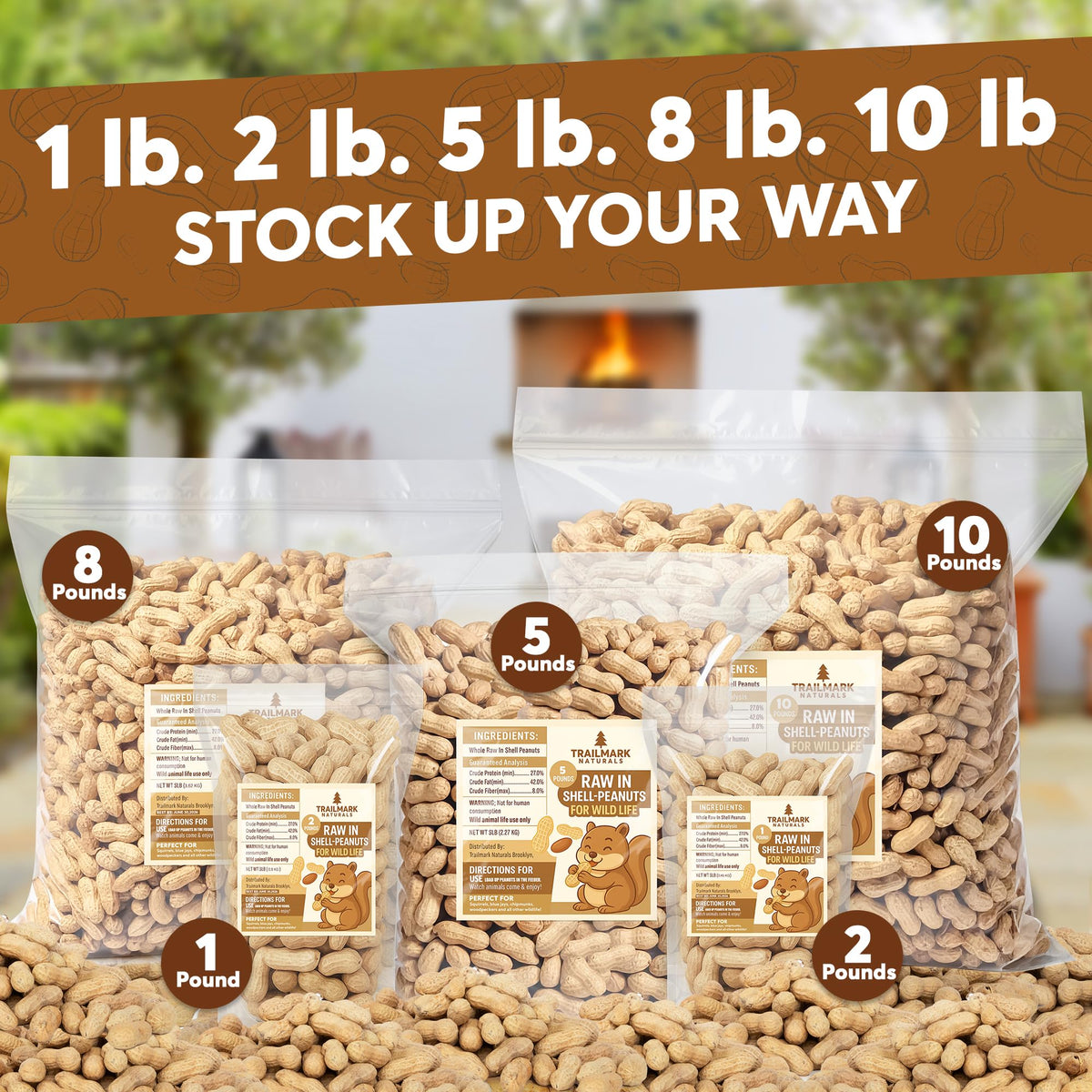 Raw Peanuts for Squirrels and Birds, 2 Pack of 5 Lb Bags Z13592
