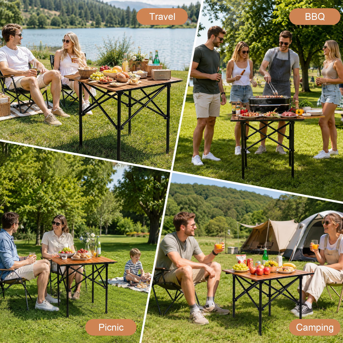 Folding Camping Table 21 x 20 Inch with Carry Bag Q785319