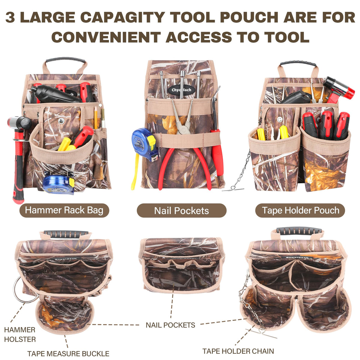 7-Piece Tool Belt Rig with 16 Pockets and Dual Hammer Loops O2994