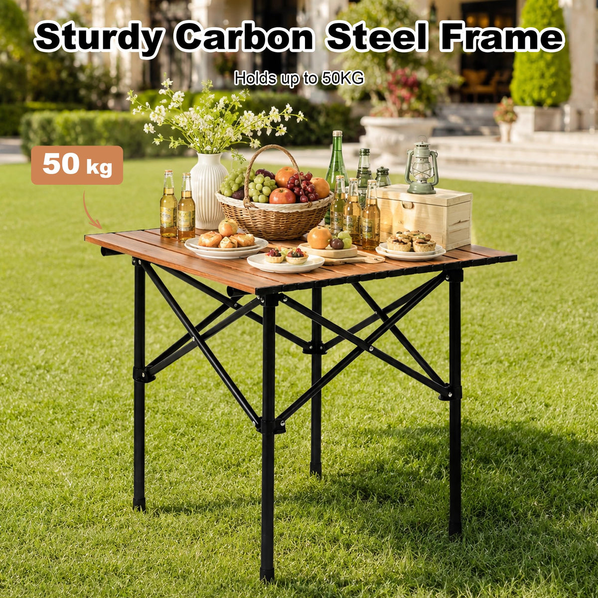 Folding Camping Table 21 x 20 Inch with Carry Bag Q785319